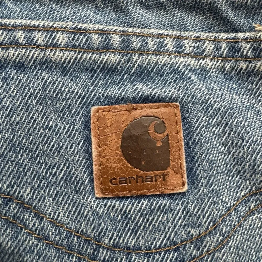 Vintage Carhartt B18 STW Jeans 35x30 Traditional Fit Blue Denim Workwear